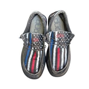 Hey Dude Wally Midnight Flag Men’s USA Gray Slip On Loafers Shoes Size 9